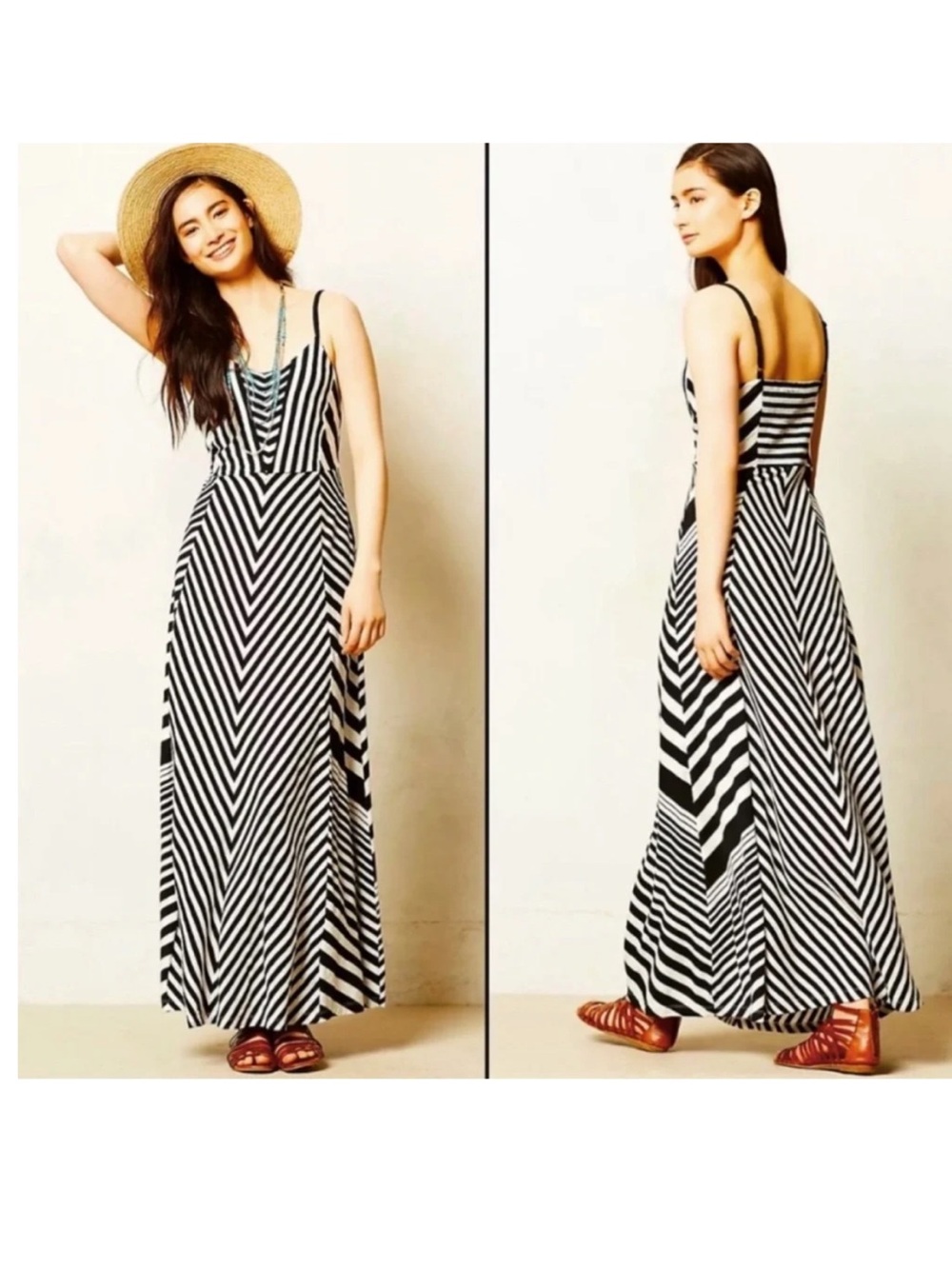 NWT Lilka Anthropologie Chevron Striped V-Neck Maxi Dress